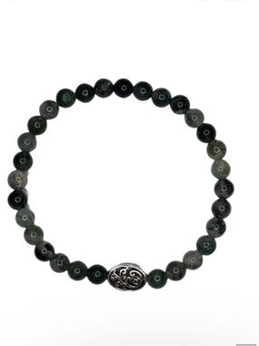 Moss agate bracelet stretchy handmade